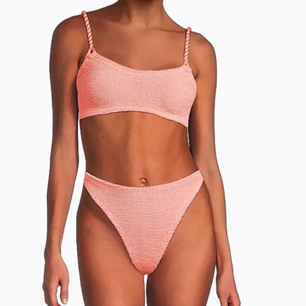NWOT Hunza G Coral Textured Rope-strap Bikini Set- OS